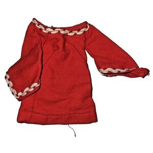 Vintage VTG 50s 60s Barbie Red Top Dress Clone? Doll Clothes Accessories RARE